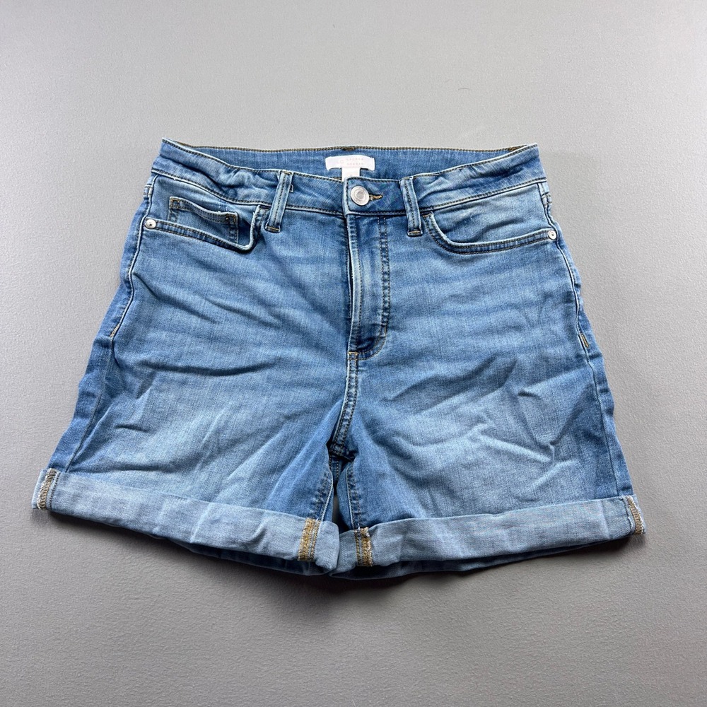 Lauren Conrad Shorts Womens 8 Blue Denim Cotton Mid Rise Cuffed Hem Medium Wash